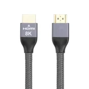shumee Močan vzdržljiv HDMI 2.1 8K/4K/2K pleten kabel 2m - srebrn