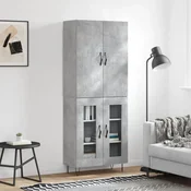Greatstore Visoka komoda betonsko siva 69,5x34x180 cm inženirski les