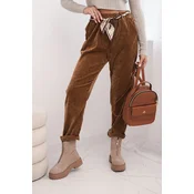 Kesi Włoski Womens viscose pants with a scarf belt camel