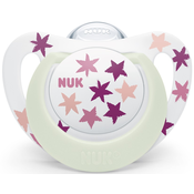 Silikonska duda Nuk - Star Night, 6-18 mjeseci, roze zvjezdice