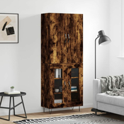 Greatstore Visoka komoda dimljen hrast 69,5x34x180 cm inženirski les