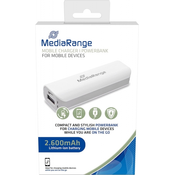 Prenosna baterija mediarange 2.600 mah bela mr745