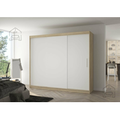 Garderobna omara z drsnimi vrati Antos - 250 cm - sonoma hrast/bela