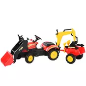 Homestar Pedalni traktor s prikolico in sprednjim nakladalnikom 179x42x59 cm rdeč