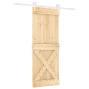 Vidaxl Drsna vrata Naravna in bela 80 x 210 cm Masiven borov les