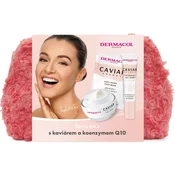 Dermacol Caviar Energy Set dnevna krema za obraz Caviar Energy Day Cream 50 ml + serum proti gubam Caviar Energy Intensive Anti-Aging Serum 12 ml + maska za obraz Caviar Energy Face Mask 2 x 8 ml + kozmetična torbica za ženske