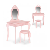 Ecotoys Veliki drveni sto za šminkanje za devojčice sa ogledalom, pink ( FH-KF200011-P )