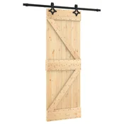 Vidaxl Drsna vrata Naravna in črna 70 x 210 cm Masiven borov les