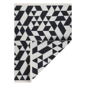 eoshop Geometrijska preproga TWIN 22992, bombažna, obojestranska, okolju prijazna, z robovi - črna/krem ( - Velikost: 200x290 cm)