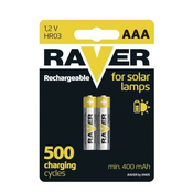 Polnilna baterija RAVER SOLAR 400 mAh HR03 (AAA), 2 kosa.