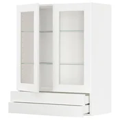 METOD / MAXIMERA Zid.ormaric, 2staklena vrata/2fioke, bela Enköping/bela im. drveta, 80x100 cm
