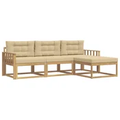 Set vanjskih sofa s jastukom 4 pcs Bijela i bež Poliester