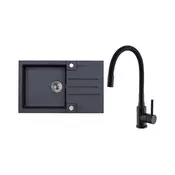ALVEUS SETA23201 - Kuchyňský dřez ROCK+dřezová baterie MINTAS 34 cm granit/černá