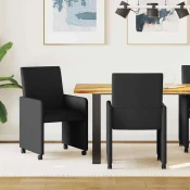 vidaXL Jedilni stoli s kolesom 2 pcs Črna 57 x 66 x 94 cm blago