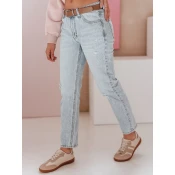 Spodnie damskie jeansowe slim fit z paskiem SLIMLEN niebieskie Dstreet