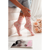 Milena Womens Socks With Small Flowers Peach