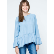 Blouse Euphora ala jeans fastened with buttons at the back blue