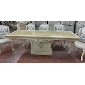 Casa Padrino luxury baroque dining room set silver/beige/white - 1 Baroque Dining Table & 6 Baroque Dining Chairs - Luxury dining room furniture in baroque style - Baroque furniture