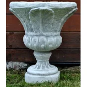 Casa Padrino baroque garden decorative flower pot gray A� 49 x H. 58 cm - Round baroque style plant pot - Baroque garden decoration - Baroque terrace decoration - Baroque decoration accessories