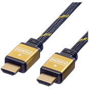 ROLINE Roline HDMI priključni kabel HDMI-A vtič 7.50 m črna\, zlata 11.04.5504 #####4K UHD\, dvojno oklopljen\, pozlačeni konektorji HDMI kabel, (20419261)