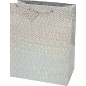 Vrečka darilna a4 plastificirana mat srebrna hologram PROMOCIJA