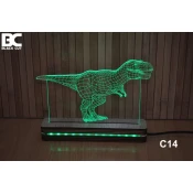 Black Cut 3D Lampa sa 9 razlicitih boja i daljinskim upravljacem - Tiranosaurus ( C14 )