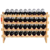 VEVOR Stojalo za vino 36 steklenic, zložljivo, modularno, 85x25x52,5 cm, naravno, za shranjevanje