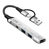 LINQ LinQ, USB USB-C 4-v-1 zvezdišče z 2x USB 2.0 in 2x USB-C avdio in sinhronizacijo, Siva, (5000185075)