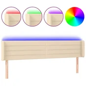 Vidaxl LED posteljno vzglavje krem 163x16x78/88 cm blago