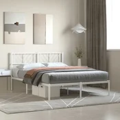shumee vidaXL Kovinski posteljni okvir z vzglavjem bel 140x200 cm