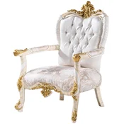 Casa Padrino luxury baroque armchair white/brown/white/beige/gold - Magnificent living room armchair with rhinestones - Baroque style living room furniture - Luxury furniture baroque style