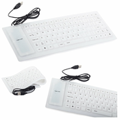 Tanka vodoodporna USB silikonska tipkovnica - zložljiva 35cm bela