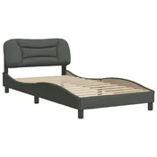 Vidaxl Posteljni okvir brez vzmetnice Hvar temno siv 100x200 cm blago