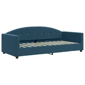 Greatstore Izvlečna dnevna postelja s predali modra 90x200 cm žamet