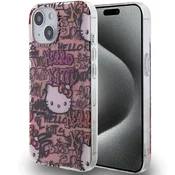 HELLO KITTY Ovitek za iPhone 15 Hello Kitty IML Graffiti Pink