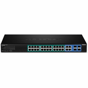 Trendnet TPE-5028WS mrežni prekidac Upravljano Gigabit Ethernet (10/100/1000) Podrška za napajanje putem Etherneta (PoE) 1U Crno