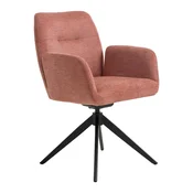 Rožnat oblazinjen jedilni stol z nasloni za roke Roxana – Unique Furniture