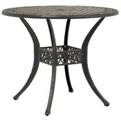 Vidaxl Vrtna miza bronasta O90x75 cm liti aluminij