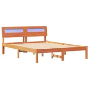 Vidaxl Konstrukcija postelje z vzglavjem Voskast rjav 135 x 190 cm