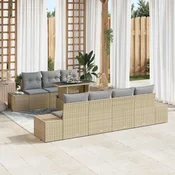vidaXL Kavčna garnitura 8 kos Bež in svetlo siva 100 x 55 x 73 cm
