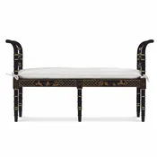 Casa Padrino Luxury Baroque Bench in Chinese Style Black/Gold/White 135 cm - Baroque Furniture