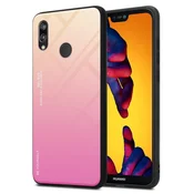 Cadorabo CADORABO Ohišje, združljiv s Huawei v rumeni - roza - dvobarvni zaščitni pokrov iz silikona TPU in hrbta iz kaljenega stekla, (20570763)