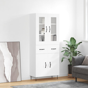 Vidaxl Visoka omara bela 69,5x34x180 cm inženirski les