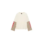 Pull&Bear Majica temno rjava/svetlo rdeča/naravno bela