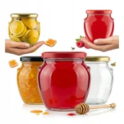 shumee 5x steklen kozarec Amfora 520 ml marmelada, med, začimbe + pokrovček FI82