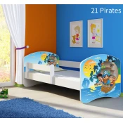 Djecji krevet ACMA s motivom, bocna bijela 160x80 cm 21-pirates