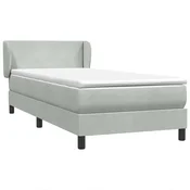 Vidaxl Box spring postelja z vzmetnico svetlo siv 90x220 cm žamet