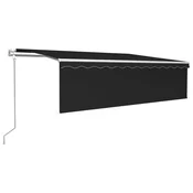 Vidaxl Avtomatska tenda s senčilom LED + senzor 5x3 m antracitna