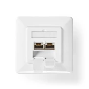 Nedis Network Wall Box | V steno | Vrata z 2 vrati | CAT7 | Naravnost | Ženska | Pozlačeno | PVC | Slonokoščena | Škatla