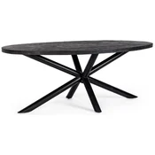 Casa Padrino luxury dining table black 200 x 110 x H. 76 cm - Oval kitchen table with solid wood table top and powder coated steel legs - Dining room furniture - Luxury furniture